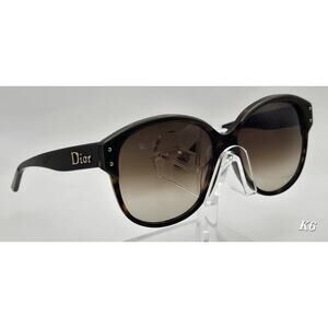 Dior Bon Voyage Sunglasses Olive Green Tortoiseshell Oversized Gold Logo Italy